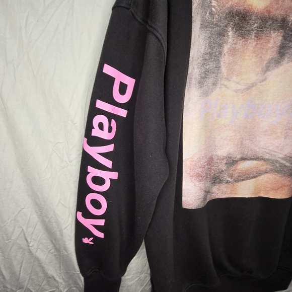 Misguided Playboy XL Oversized Hoodie W/ Pink Logo And Large Print On Back - Picture 6 of 12